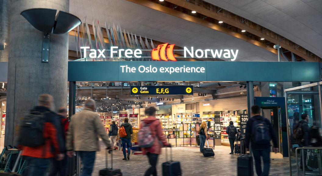 Woman shopping for sunglasses in a modern store, wearing a black leather jacket and smiling while trying on a pair of sunglasses