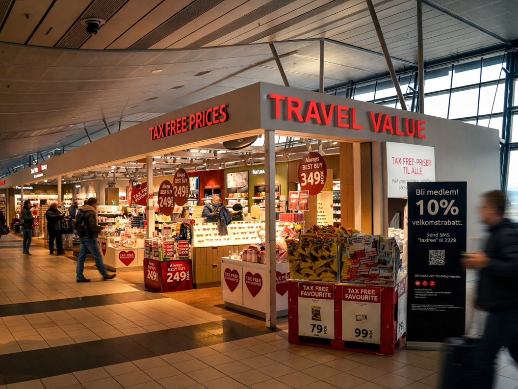 Kvinne som handler solbriller i en moderne butikk, iført en svart skinnjakke og smilende mens hun prøver et par solbriller på